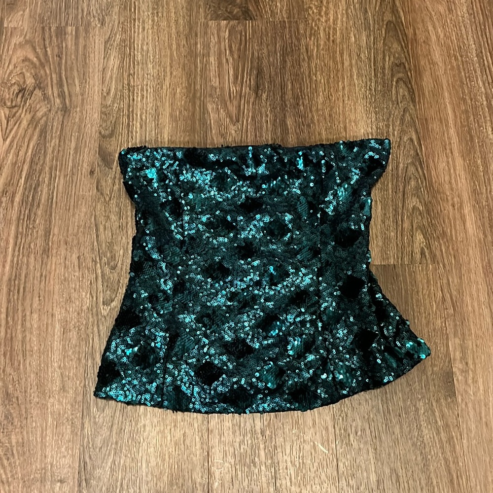 Zara Sequin Frost Green Top